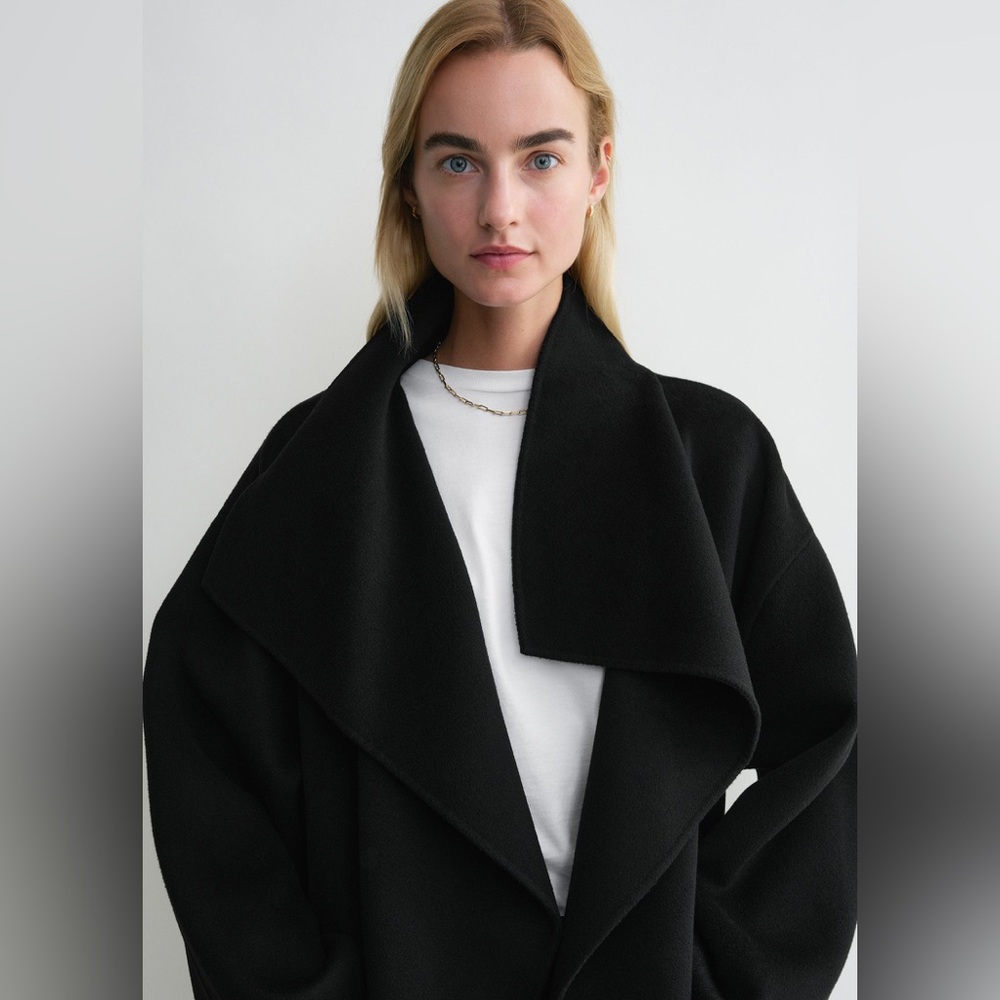 New Toteme Signature Wool Cashmere Coat In Black Size Medium - Picture 4 of 14